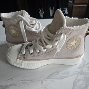 Converse Chuck Taylor Faux Mohair High-Top Platform Sneakers. Womens Size 8
